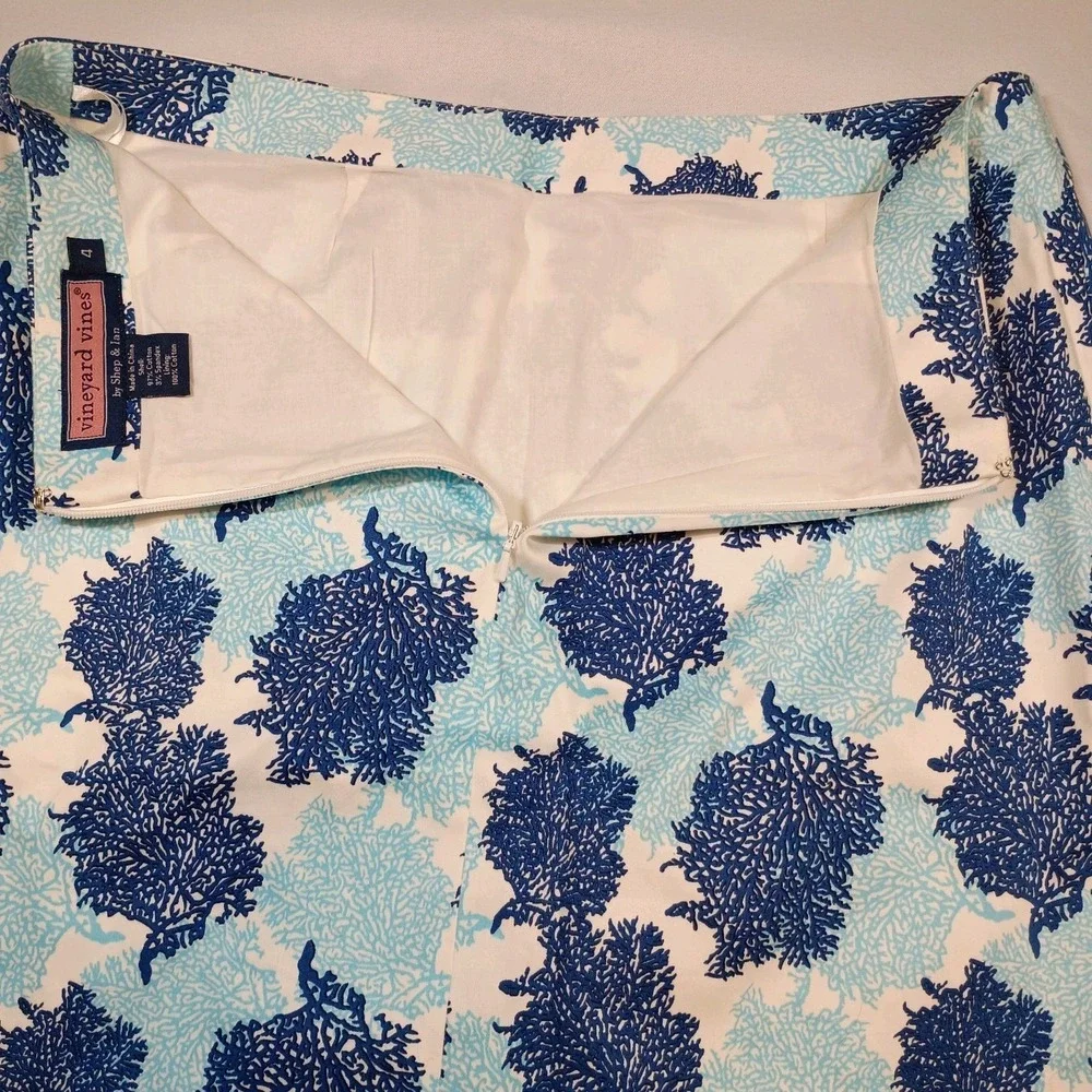 Vineyard Vines Skirt Womens 4 Blue All Over Print‎ Coral Casual Beach Preppy - Picture 8 of 8